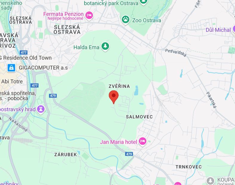 Mapa s umístěním Vlčích máků v Ostravě